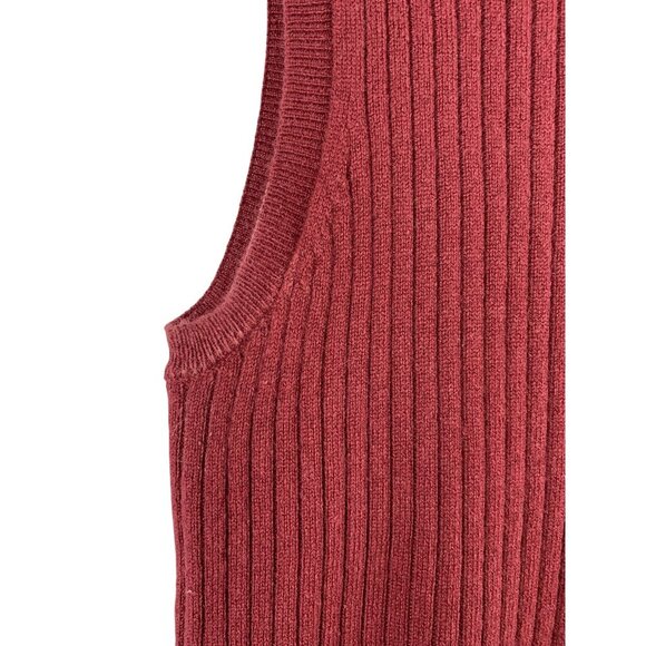 Lafayette 148 New York Womens Ribbed Knit Sleeveless Sweater Top M Red - Picture 4 of 4